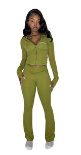 Cozy sculpt matching set (Olive glitz)