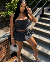 Dolled Up Charcoal Denim Two-Piece Set