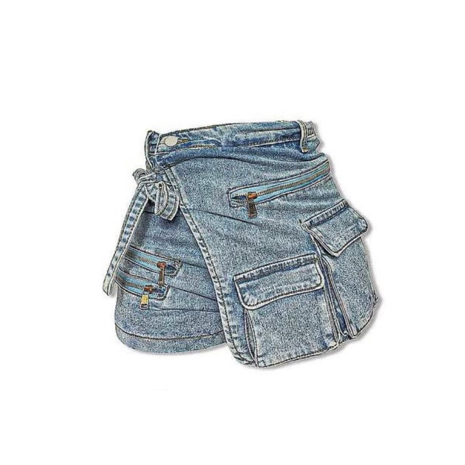 Pockets Full Blue Denim Skort