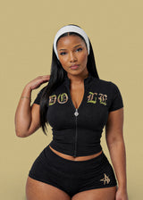Black Camo Matching Two-Piece Set