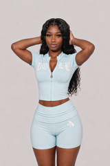 Mint Blue Cotton Matching Two-Piece Set