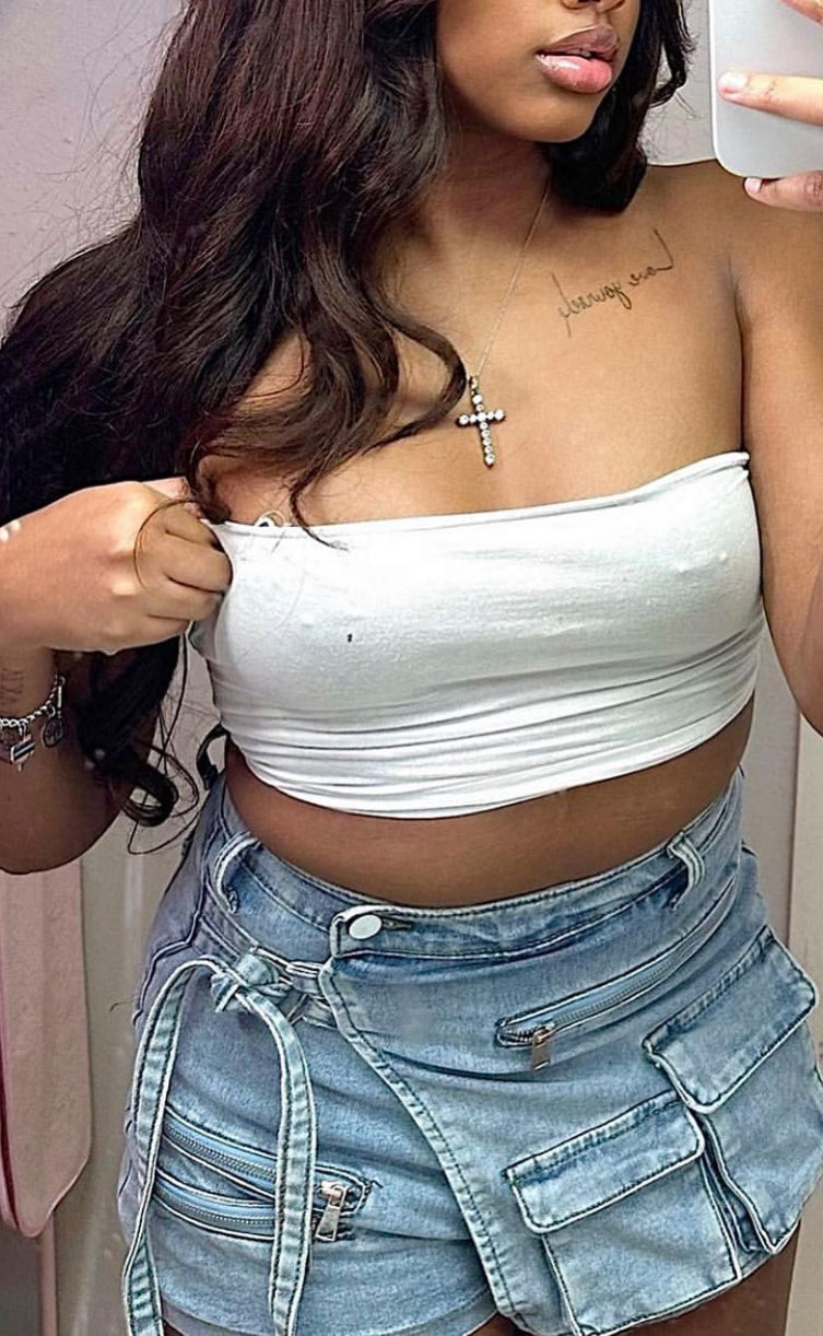 Pockets Full Blue Denim Skort