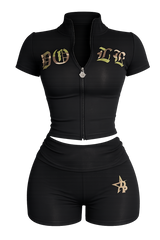 Black Camo Matching Two-Piece Set